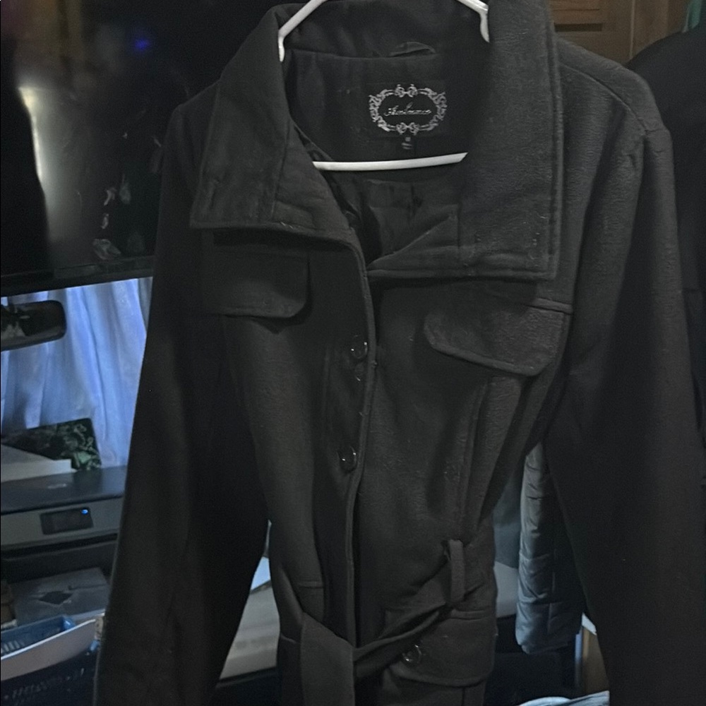 Ambiance Black Trench Coat Utility Style